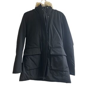 Uniqlo Women's Black Utility Jacket with Fur Trim